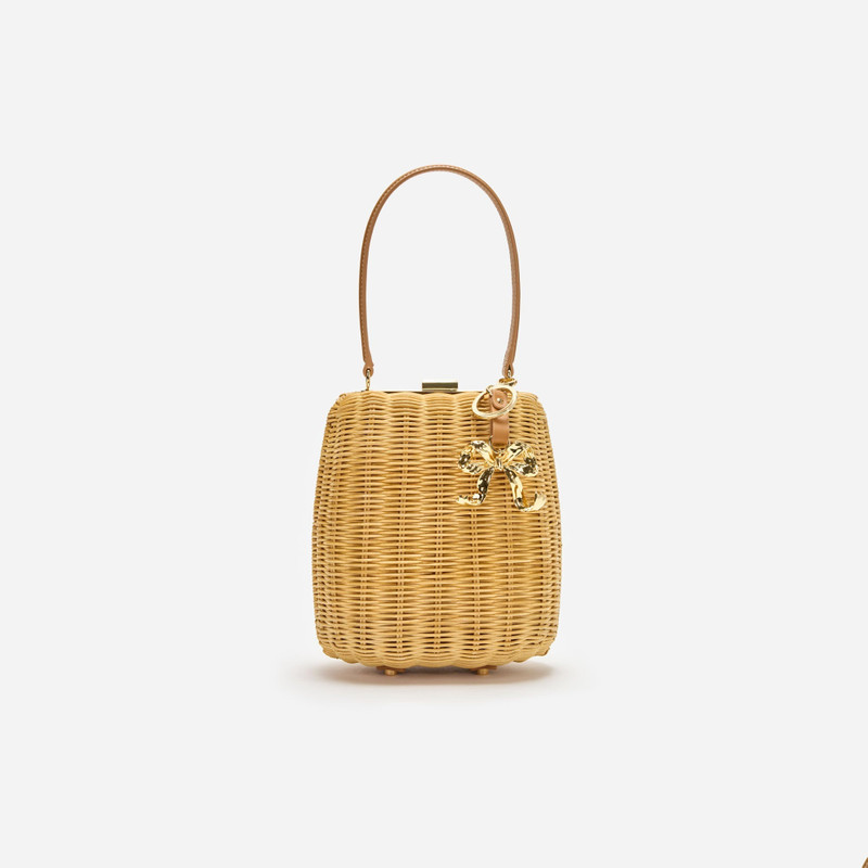 Brown Rattan Bag With Keychain 1