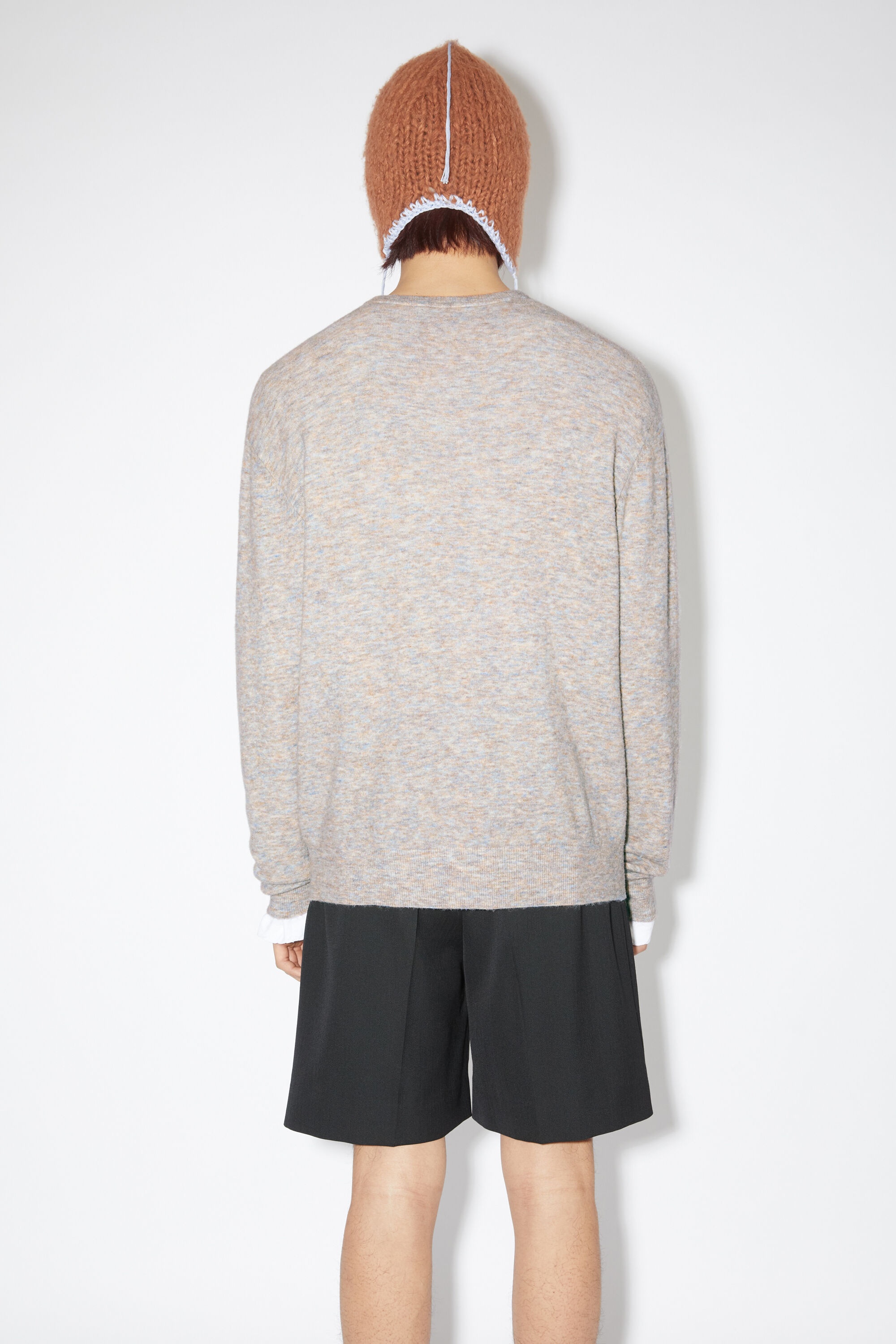 Embroidered logo jumper - Light Grey/Brown Melange - 3