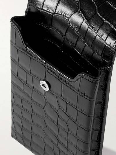 SAINT LAURENT Croc-Effect Leather Phone Pouch with Lanyard outlook