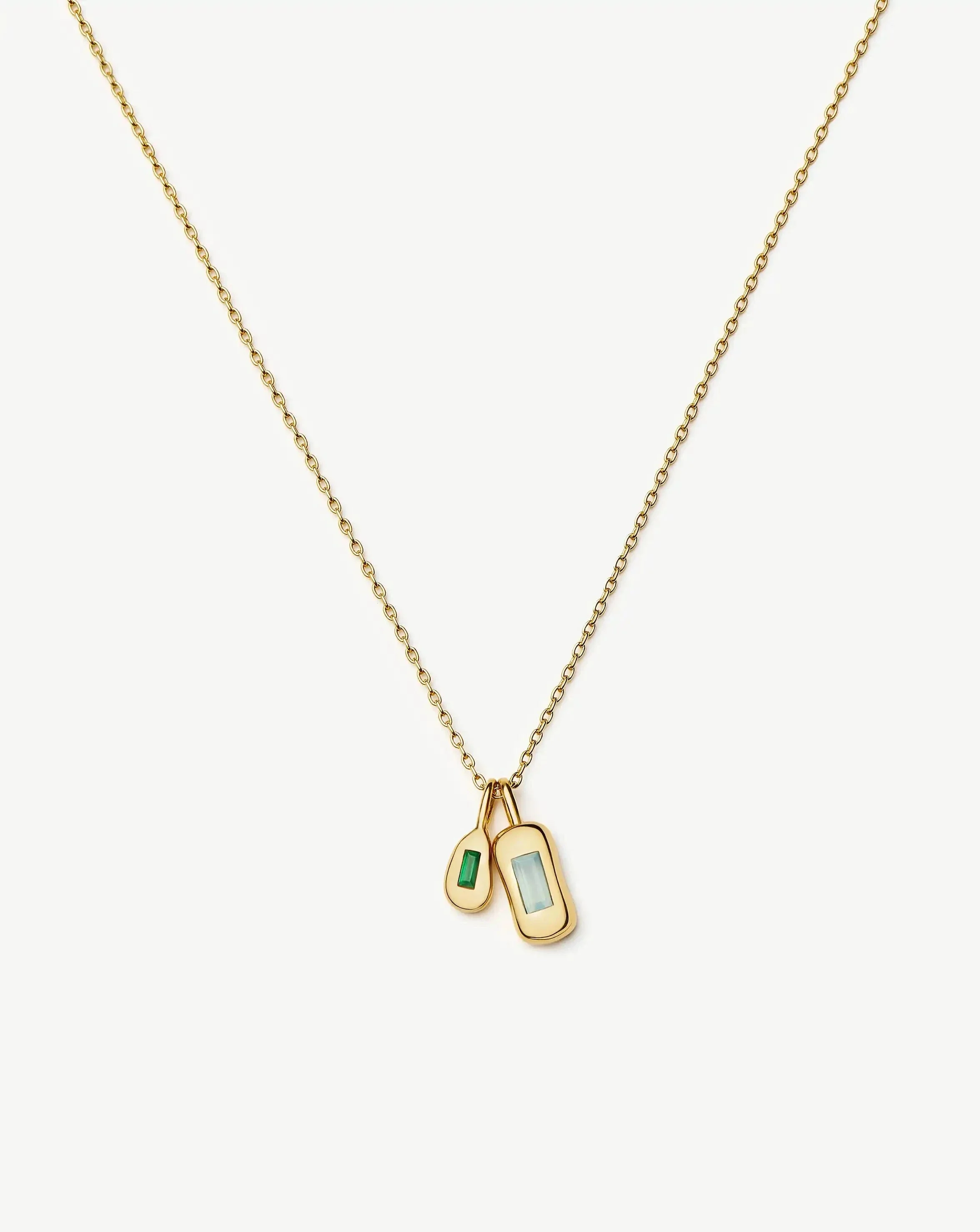 Molten Gemstone Bean Pendant Necklace - 1