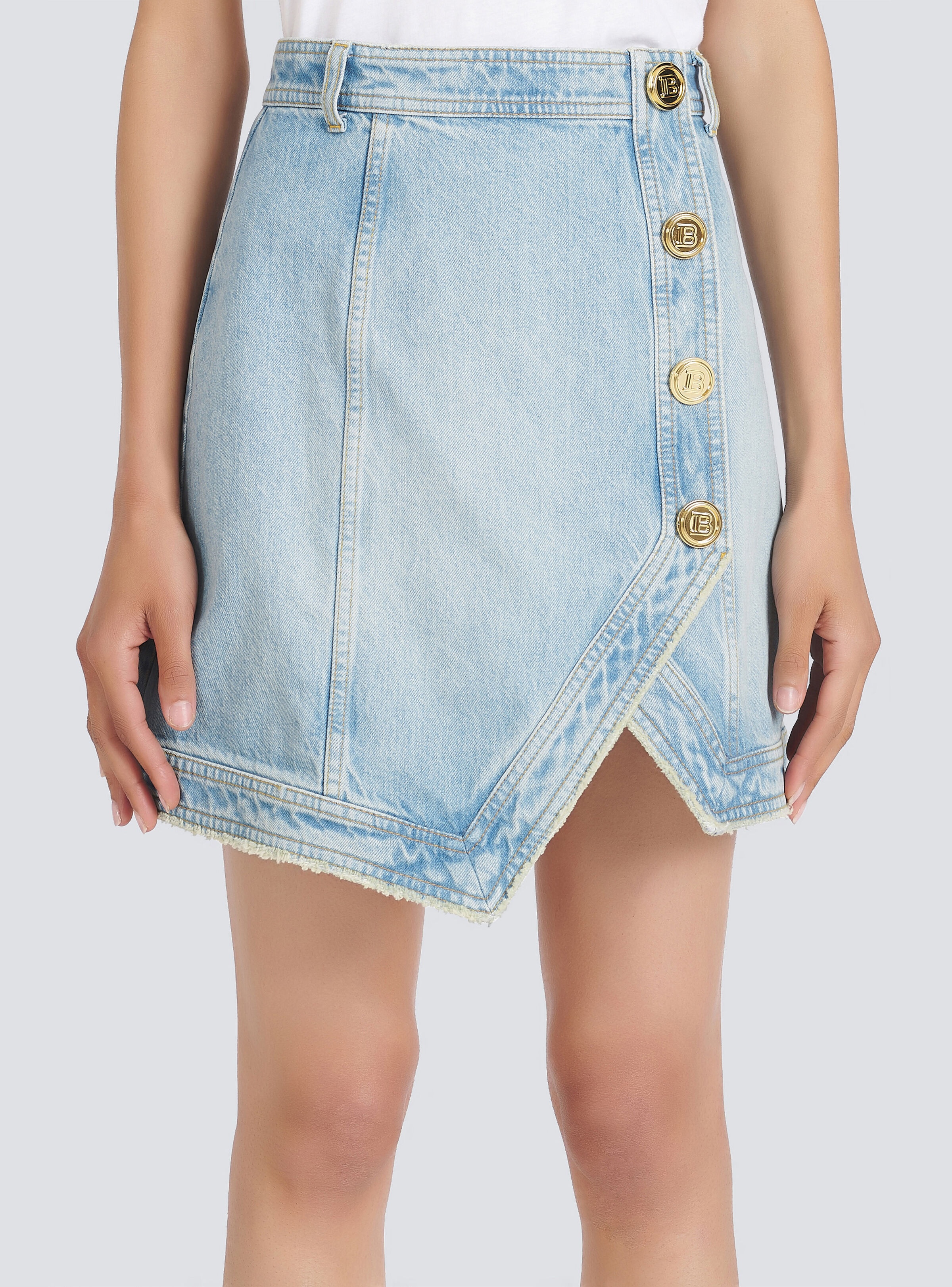 Short asymmetrical denim skirt - 6
