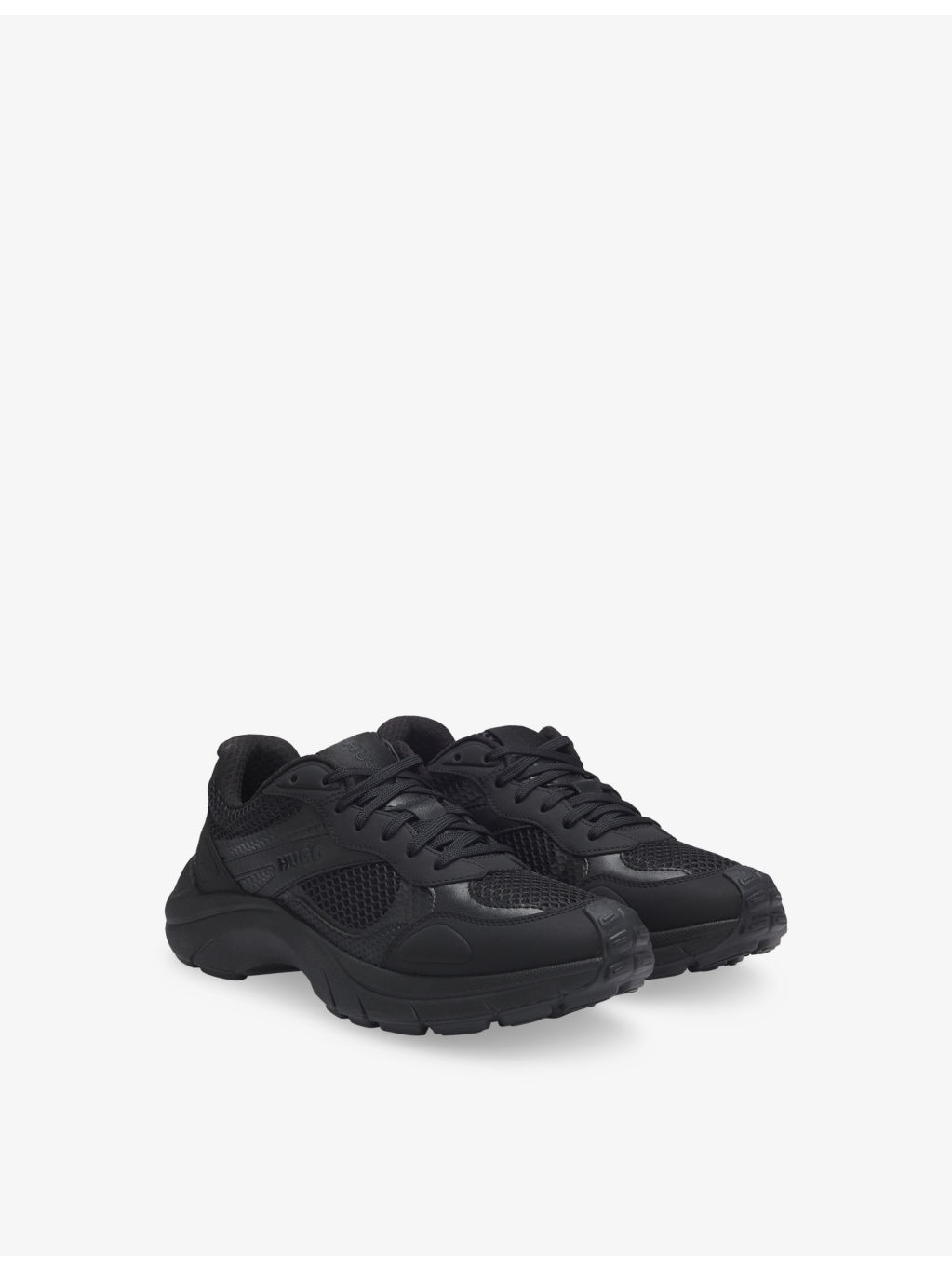 Brand-Debossed Mesh and Faux-Leather Low-Top Trainers - 3