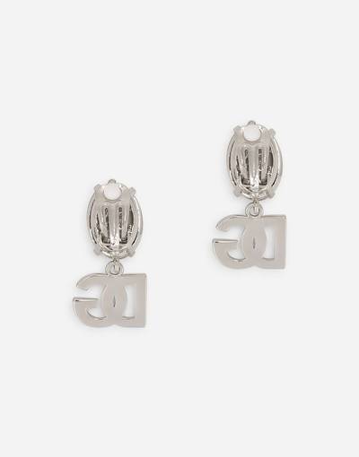 Dolce & Gabbana Drop earrings with rhinestones and DG logo outlook