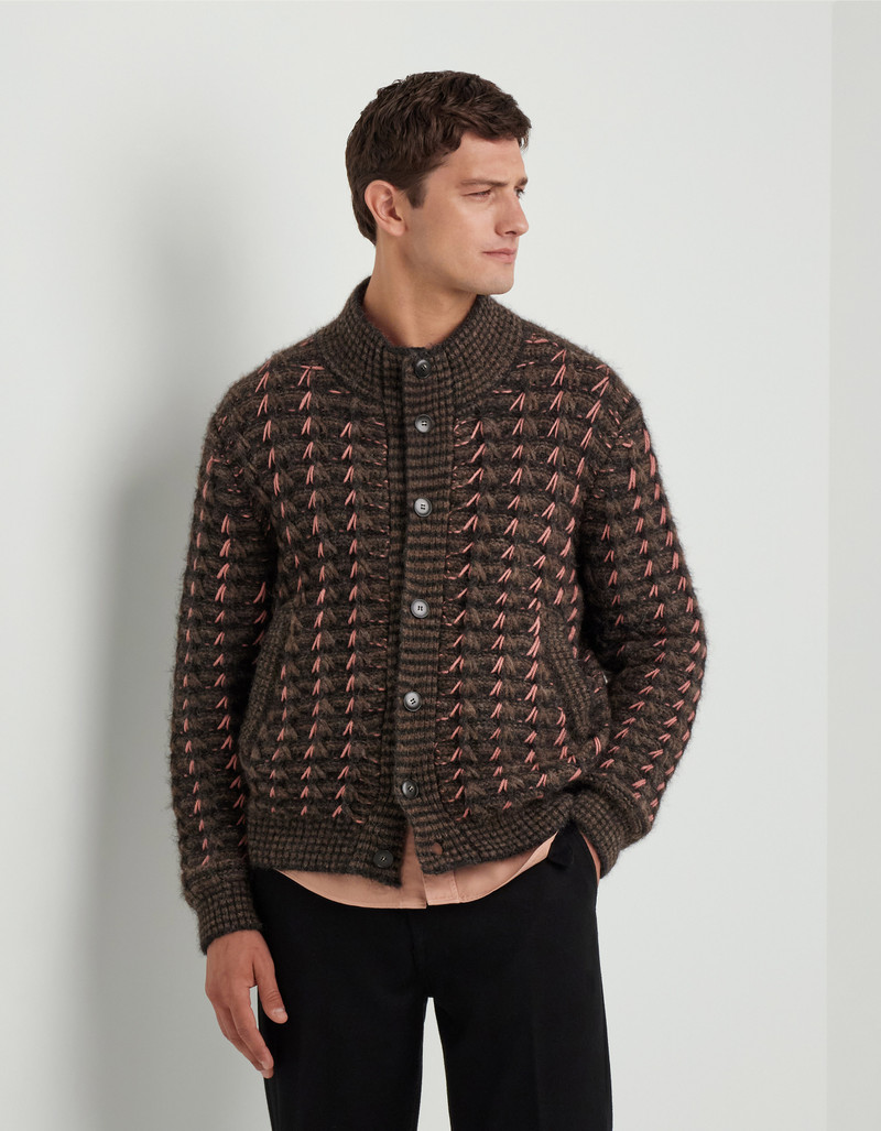 PATTERNED ALPACA AND WOOL BLEND MACRO JACQUARD CARDIGAN 3