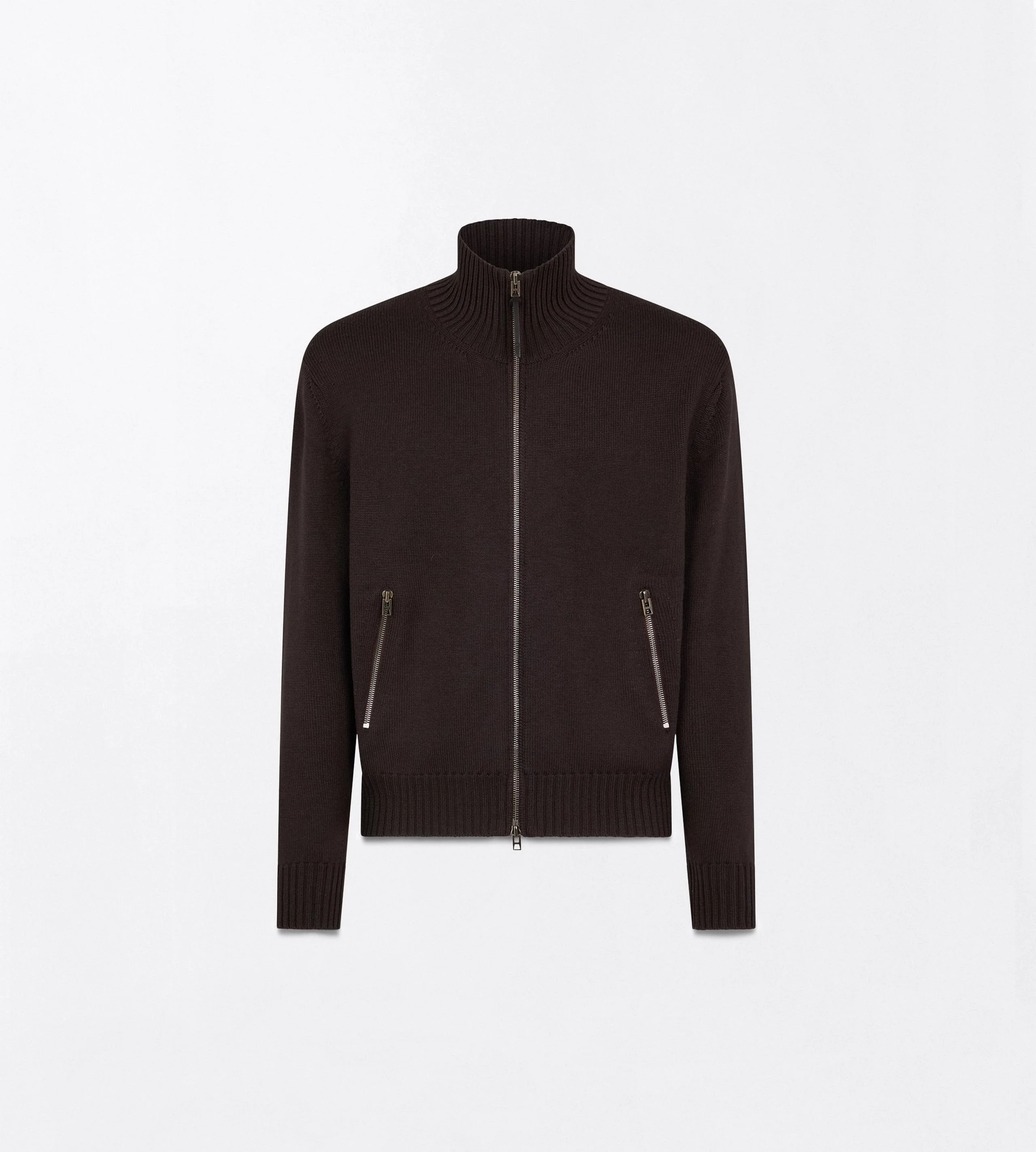 MERINO FULL ZIP WITH LEATHER PATCHES - 1