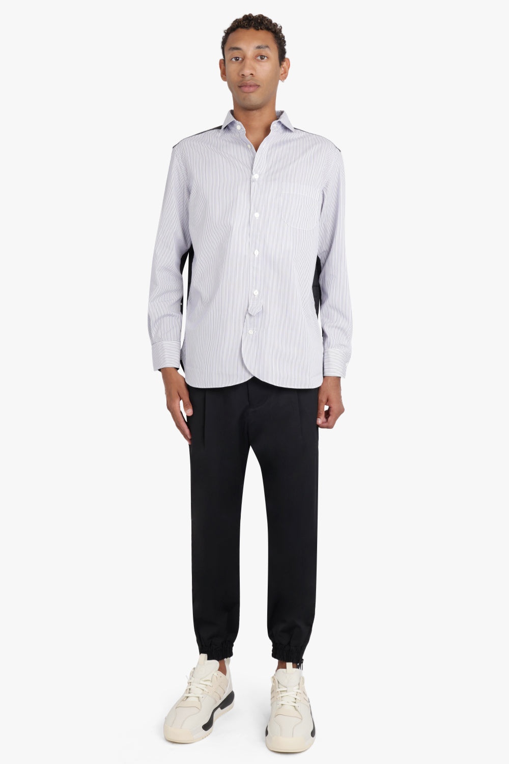 ゆか Junya Watanabe MAN panelled striped cotton shirt | REVERSIBLE