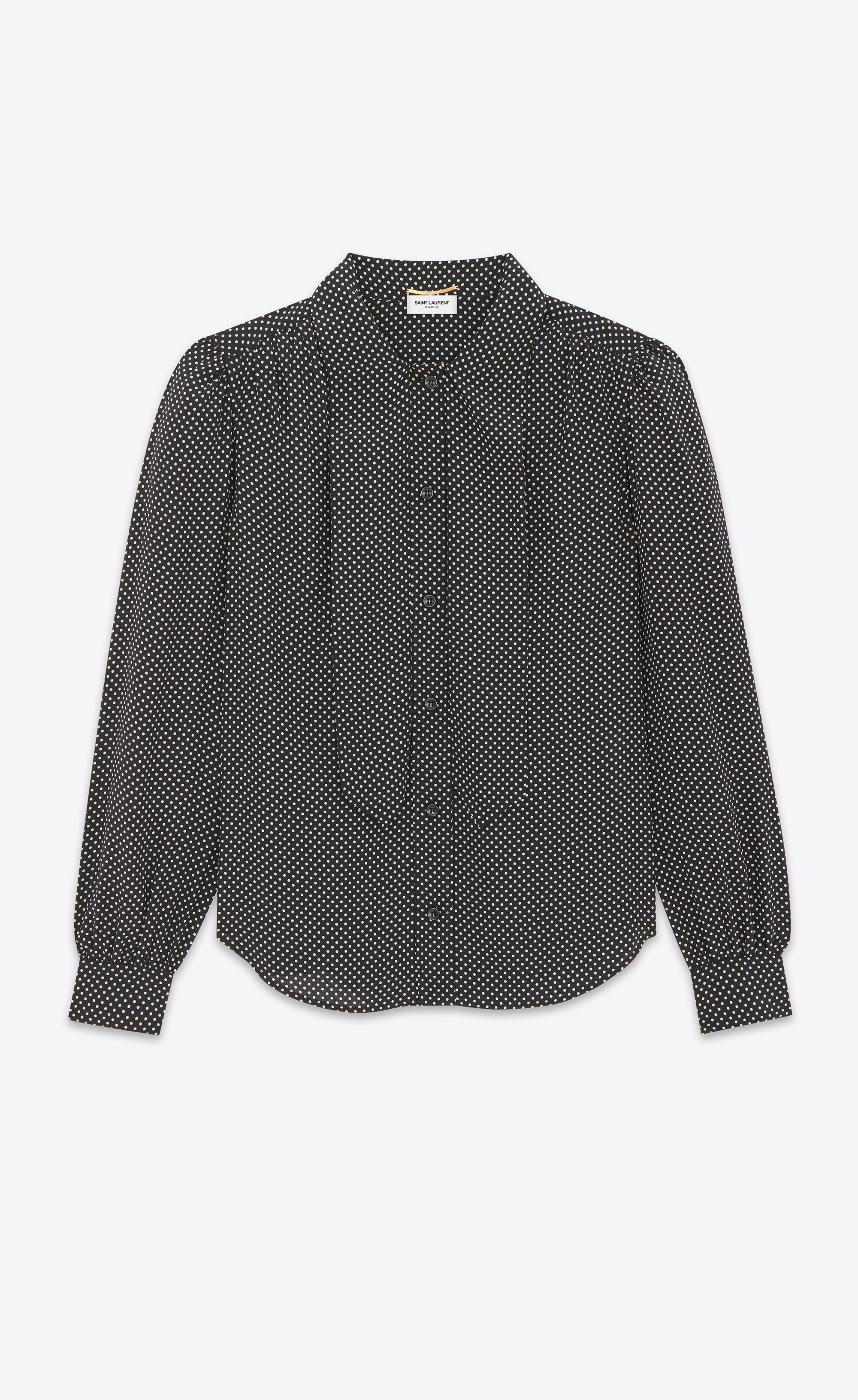lavallière-neck blouse in dotted silk satin - 2