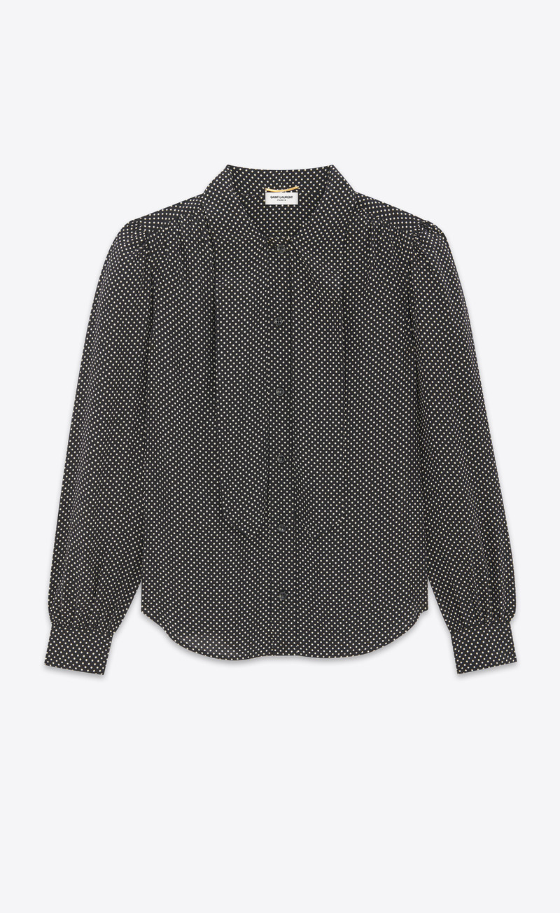SAINT LAURENT lavallière-neck blouse in dotted silk satin outlook
