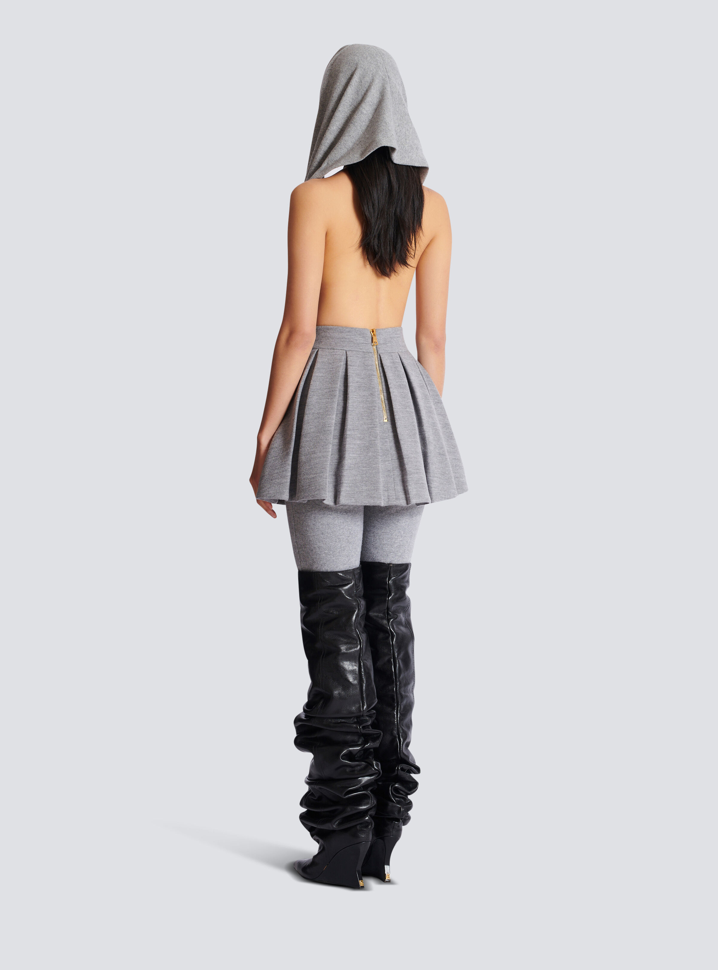 Short pleated cotton knit skirt - 4