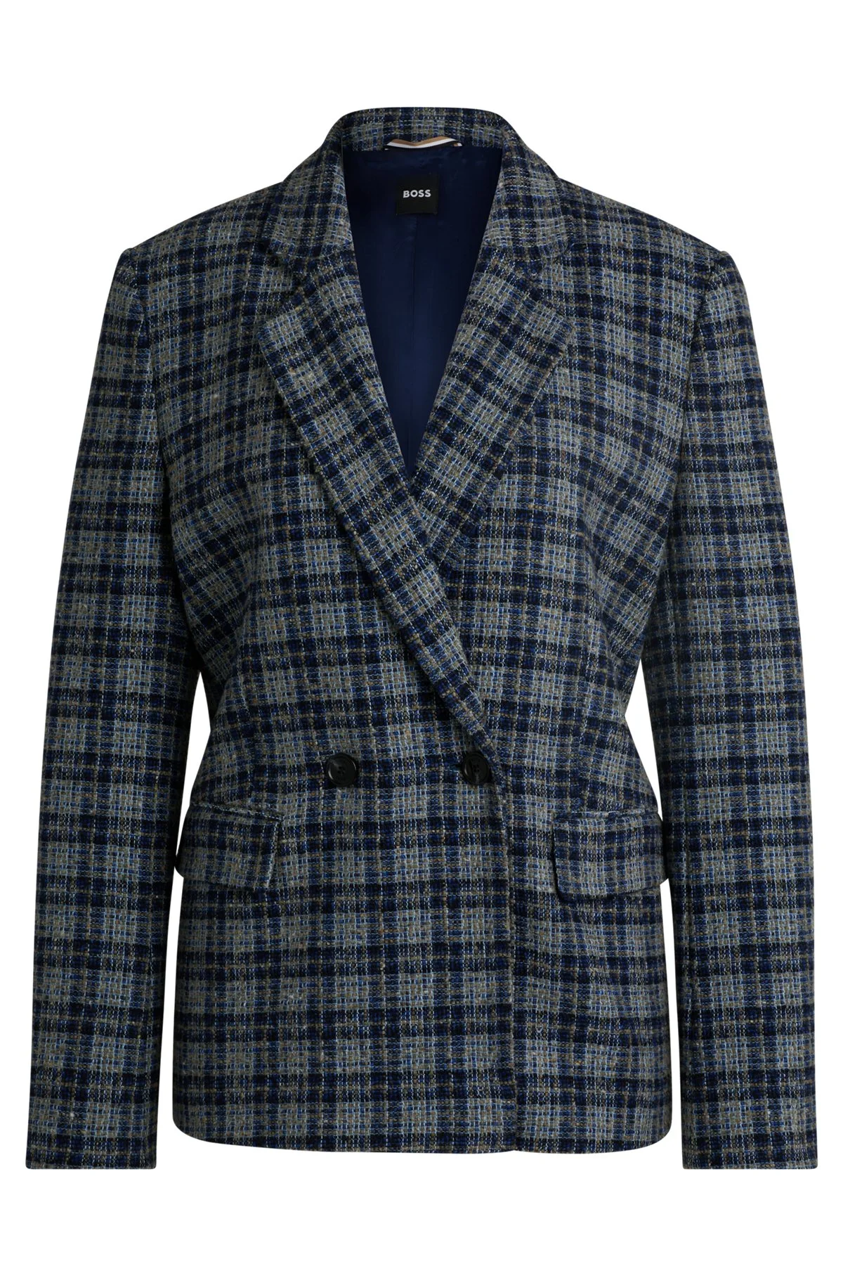 RELAXED-FIT DOUBLE-BREASTED JACKET IN CHECKED TWEED - 1