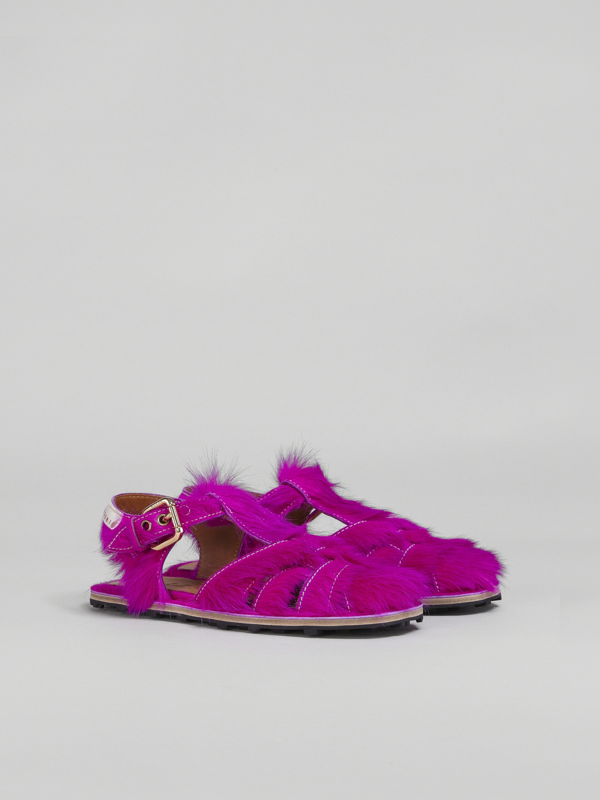 LONG FUCHSIA CALF HAIR FISHERMAN'S SANDAL - 2