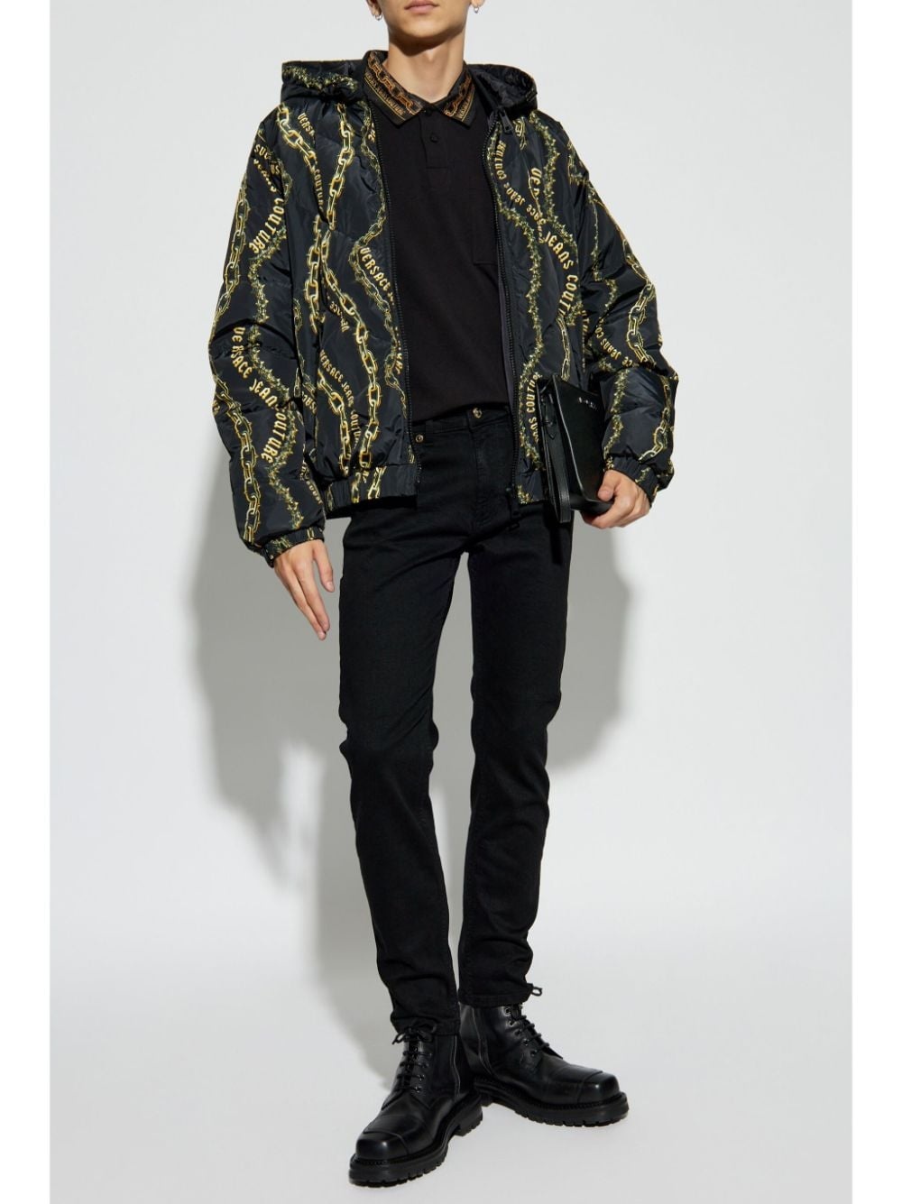 reversible chain-print hooded jacket - 2