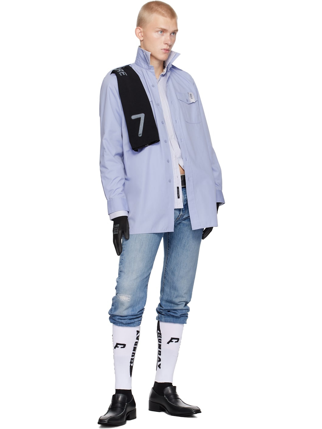 Blue & White Double Reversible Shirt - 5
