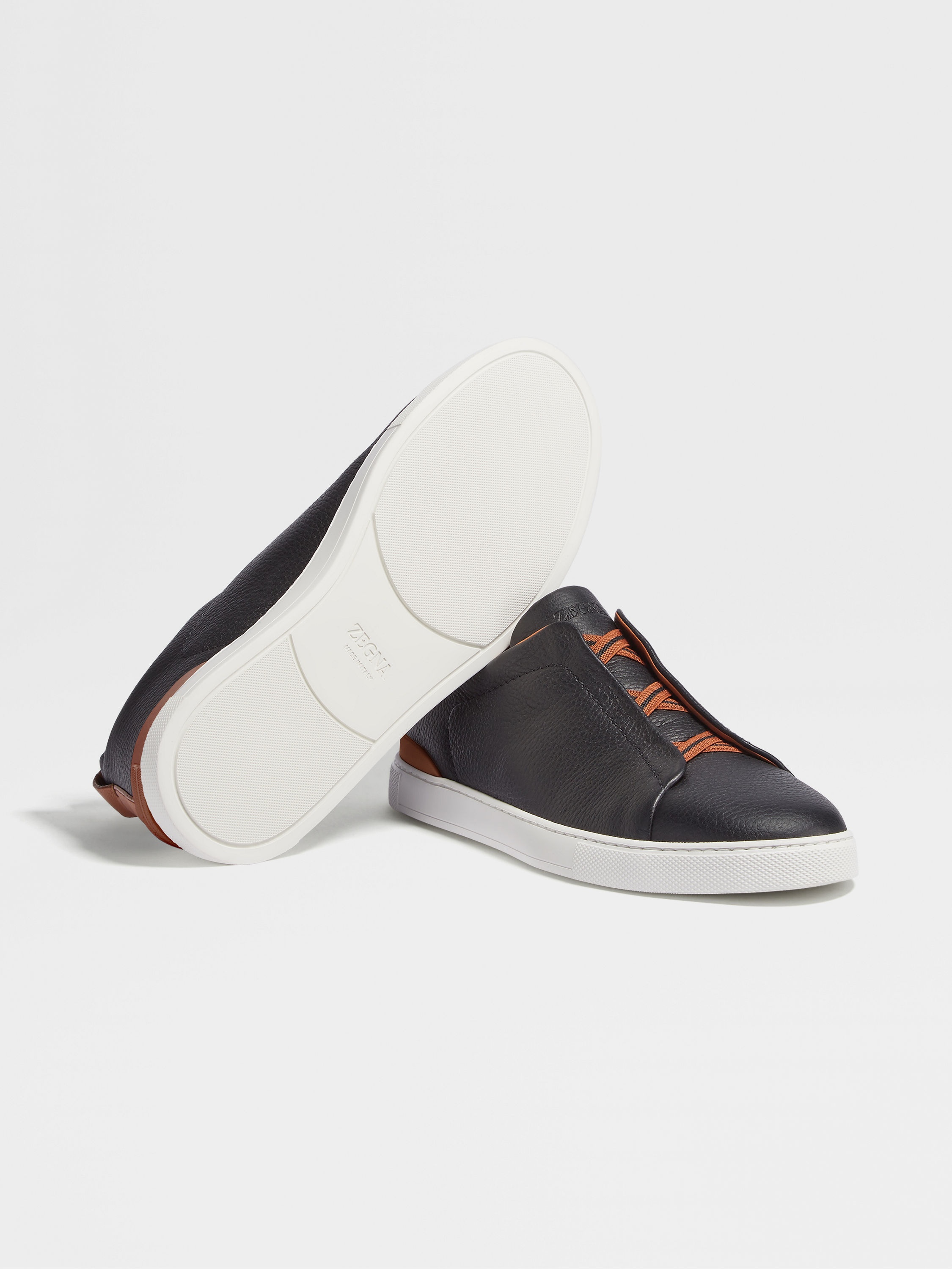 BLACK DEERSKIN TRIPLE STITCH™ SNEAKERS - 6