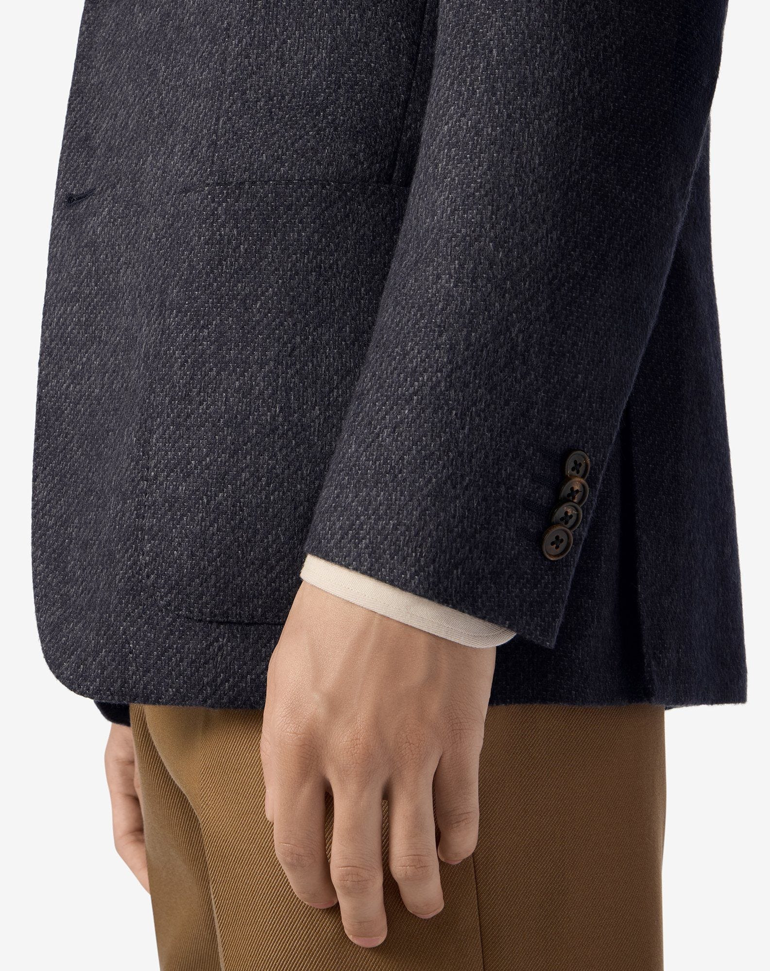 Blue unlined cashmere and silk jacket - 5