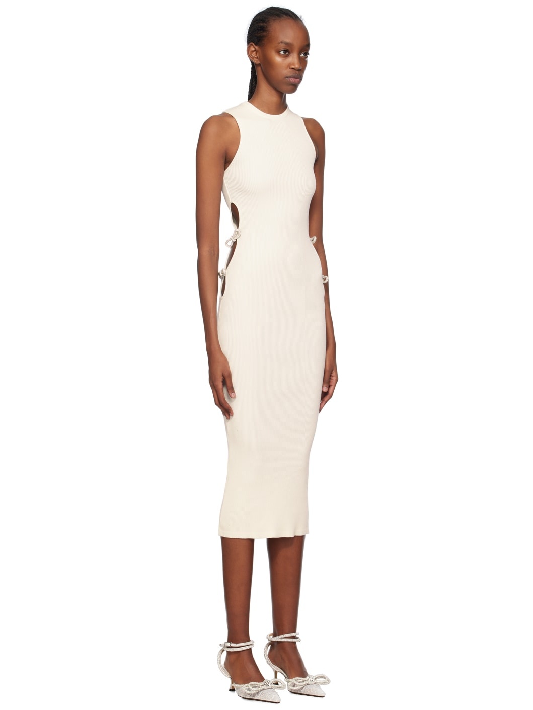 White Crystal-Cut Midi Dress - 2