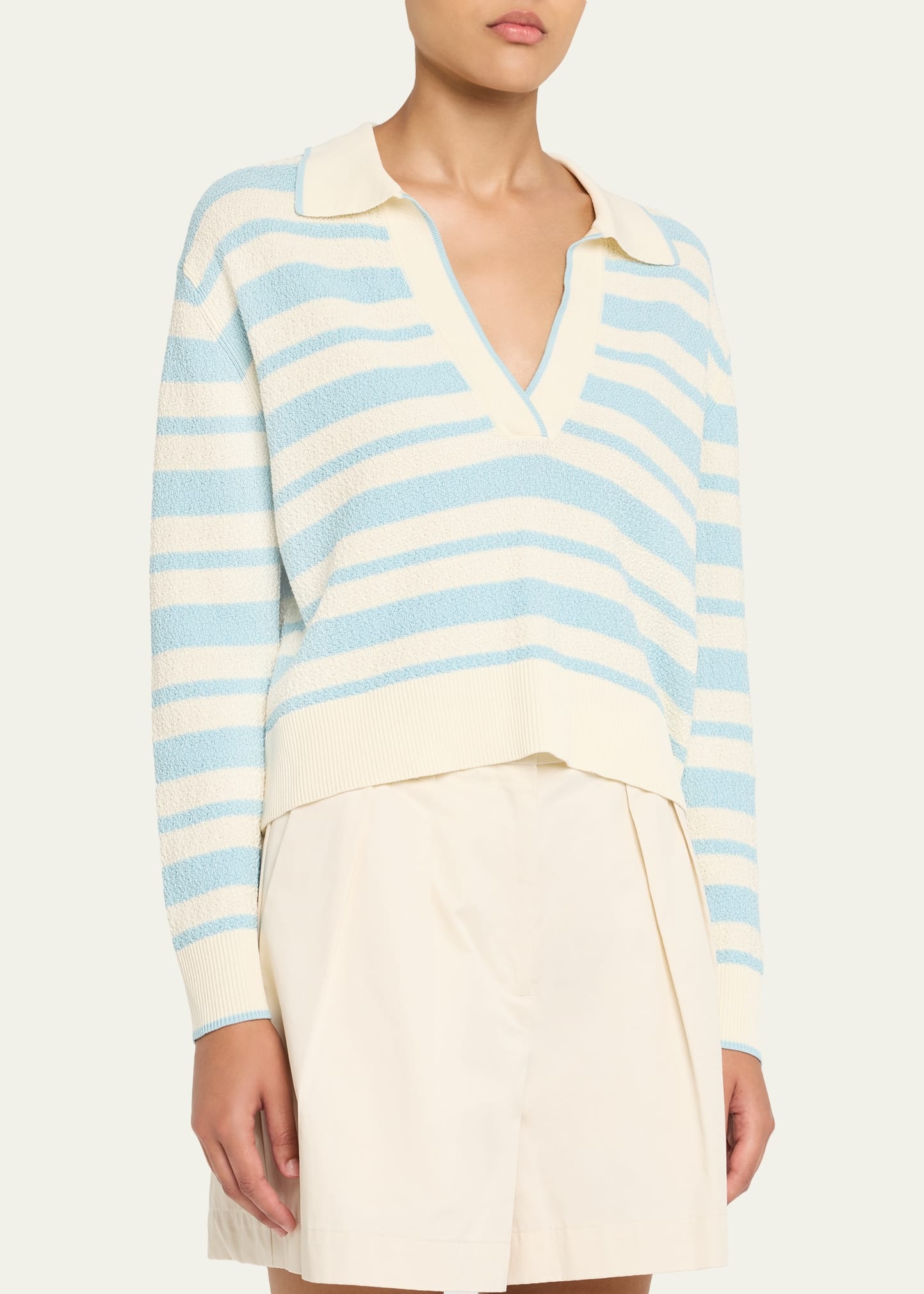 Miller Long-Sleeve Stripe Polo Sweater - 4