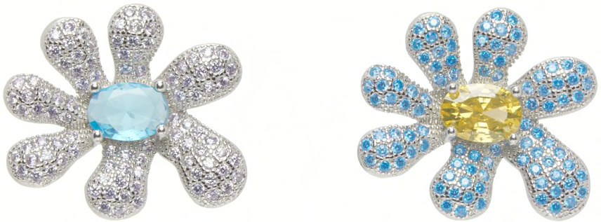 AQUAMARINE & AMETHYST SQUASHED BLOSSOM EARRING - 4