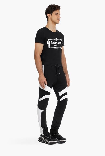 Bicolor cotton sweatpants with embossed Balmain logo - 7