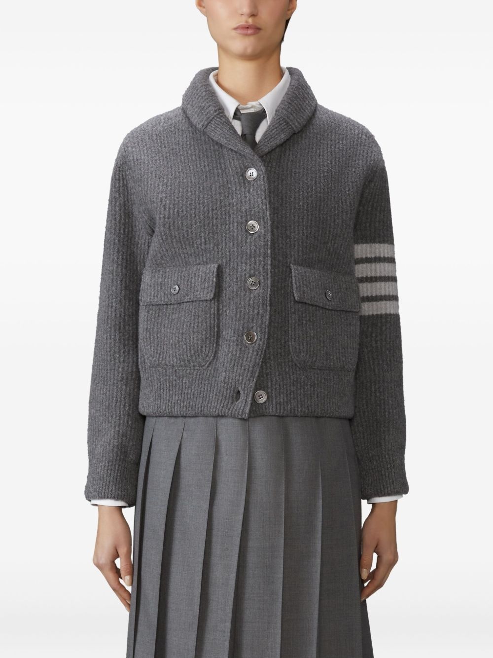 4-bar shawl-collar bomber jacket - 3
