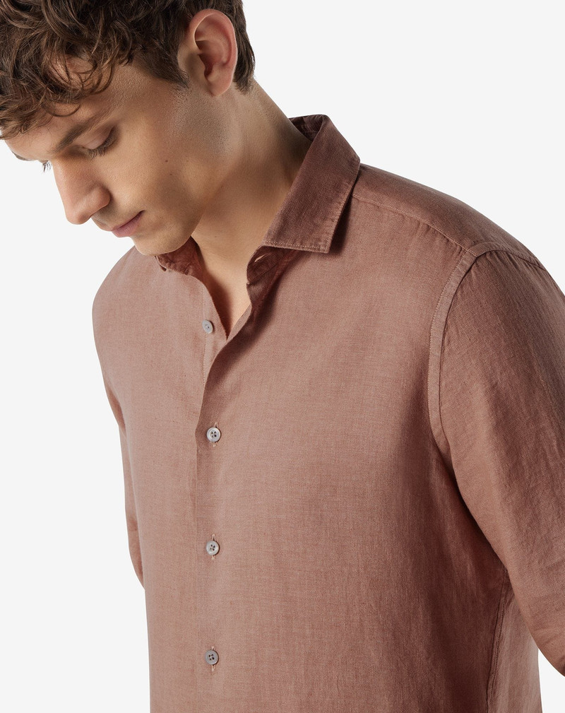 Rusty brown pure linen shirt 4