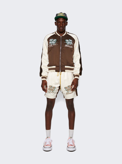 Rhude Satin Souvenier Short Ivory And Brown outlook