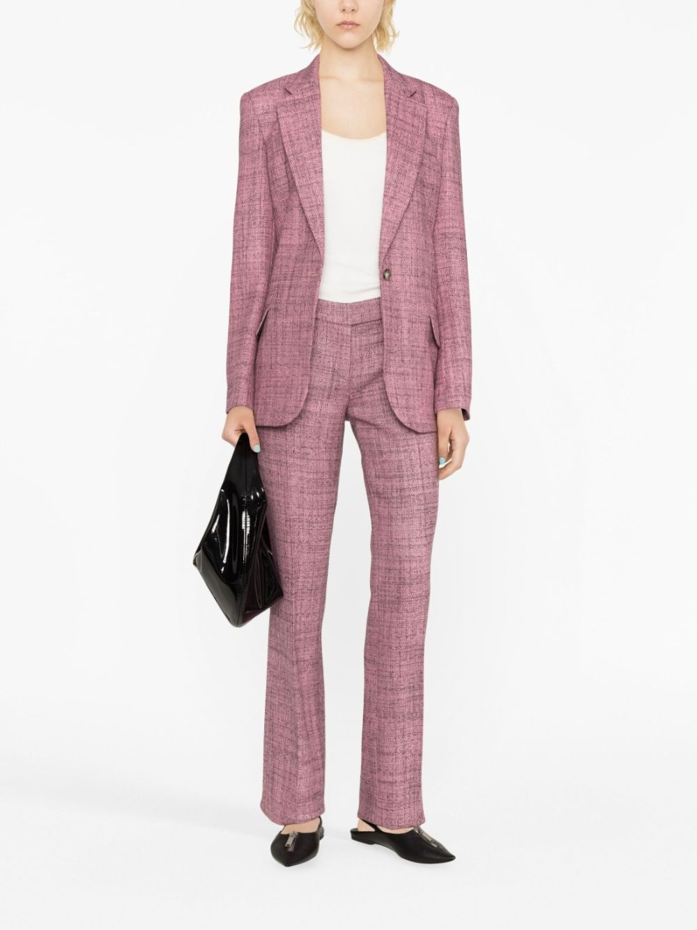 mélange-effect wool trousers - 2
