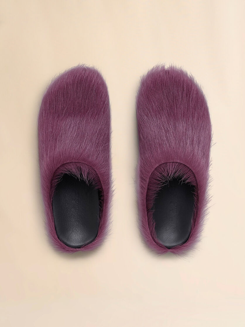PURPLE LONG HAIR CALFSKIN FUSSBETT SABOT - 4