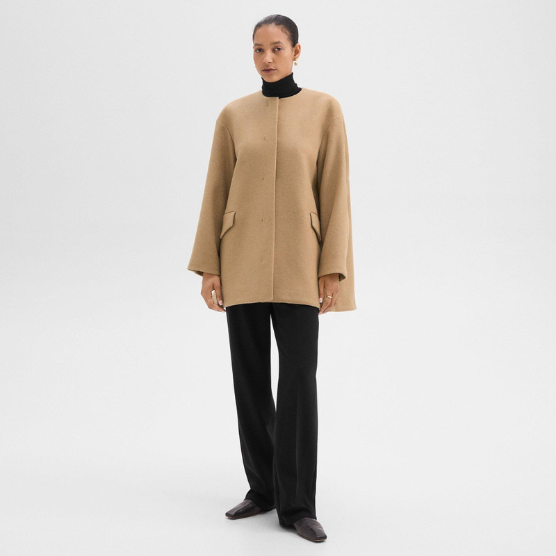 Theory Cape Back Coat in Recycled Wool-Blend Melton outlook