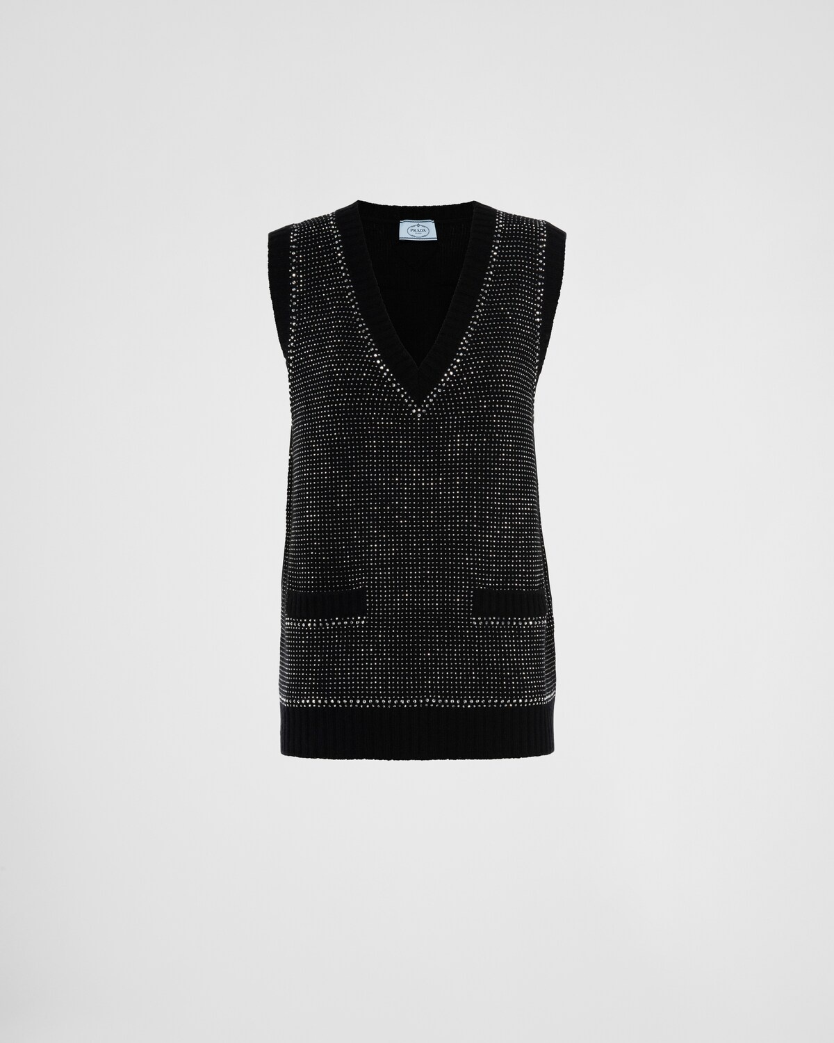 Rhinestone-studded cashmere vest - 1