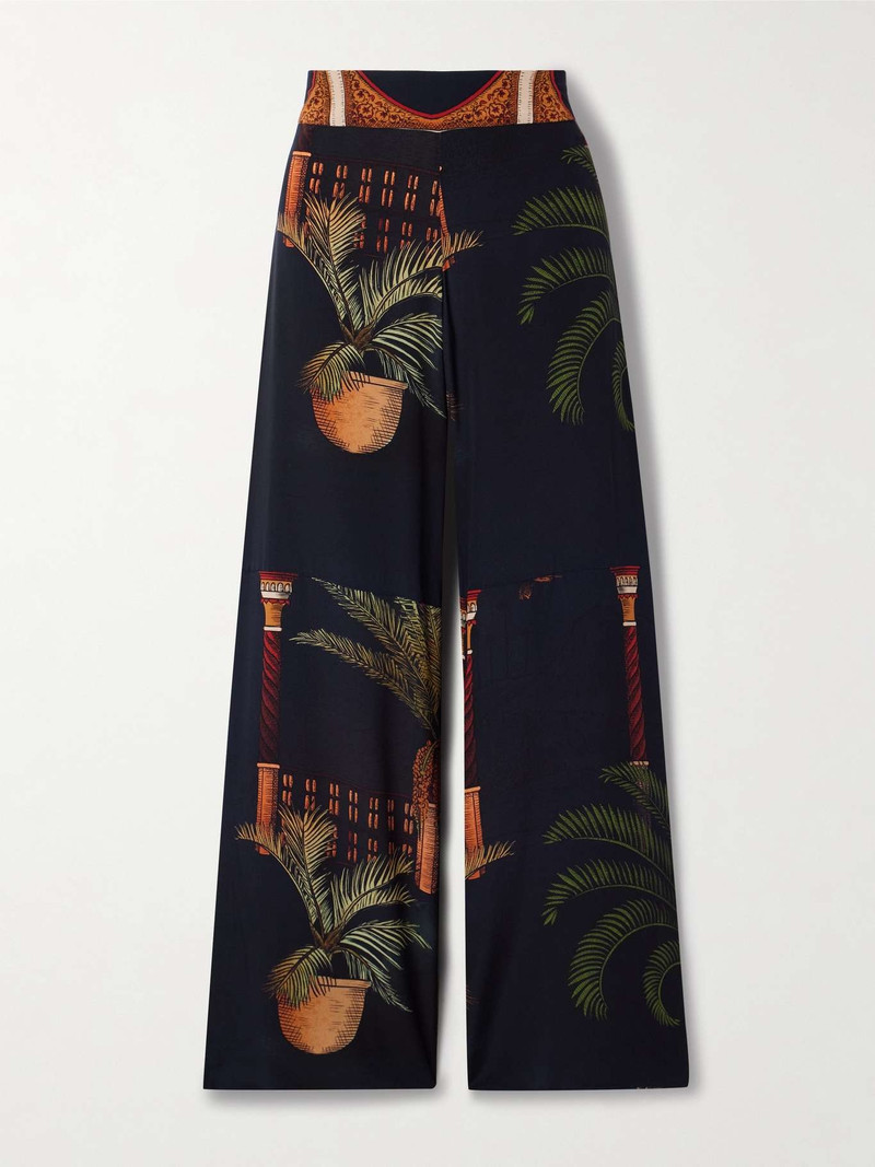 Mystic silk crepe de chine wide-leg pants Black 1