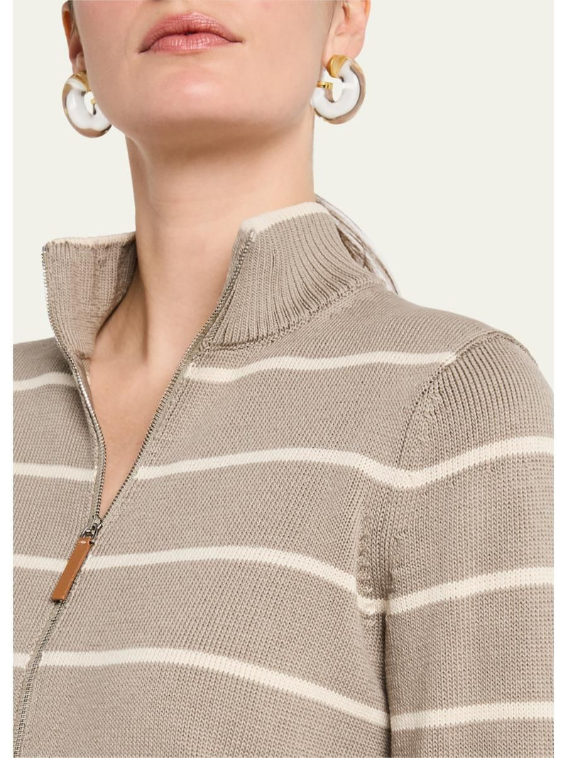 Striped Zip-Front Knit Jacket 5
