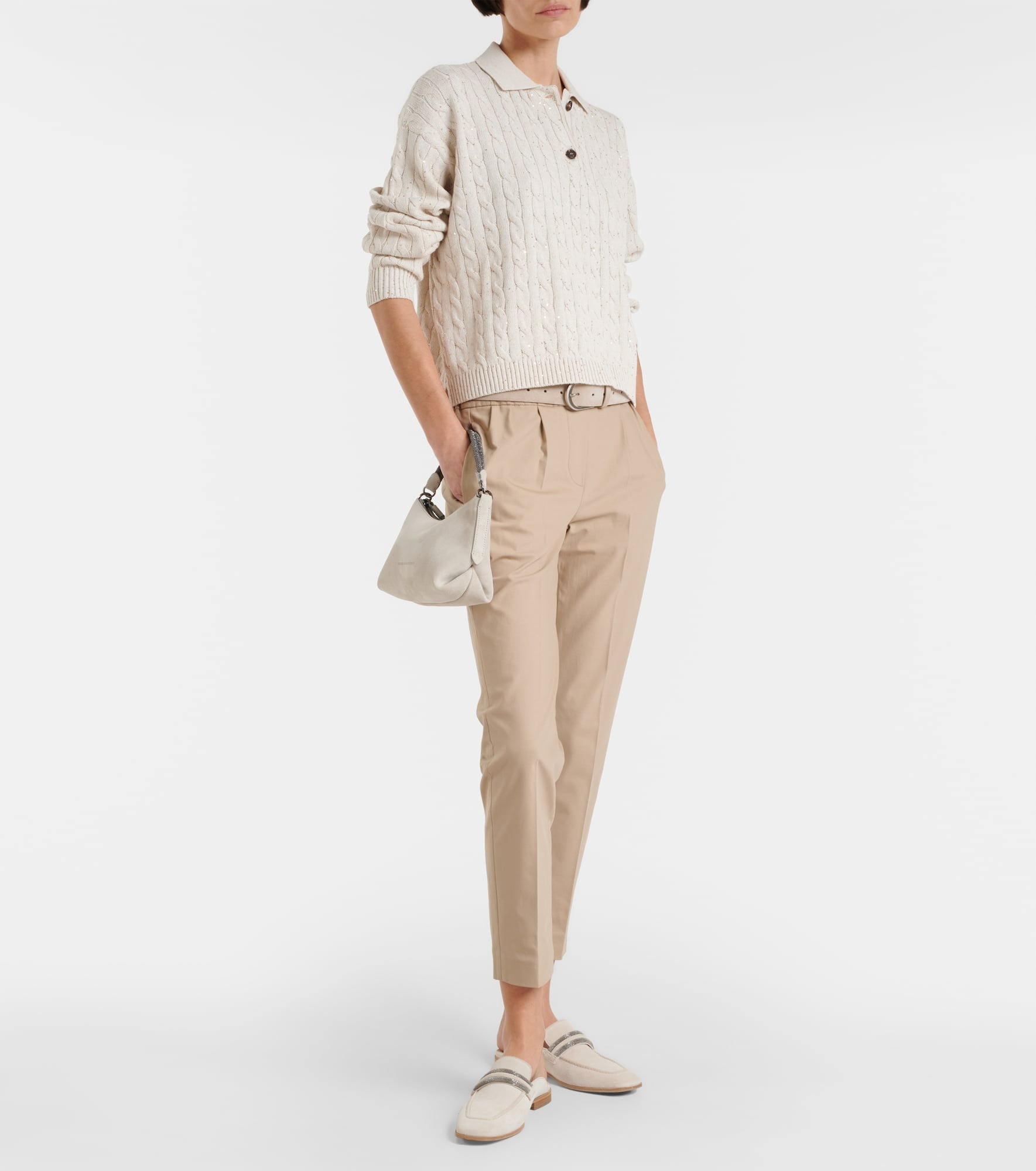 Crêpe low-rise slim pants - 3