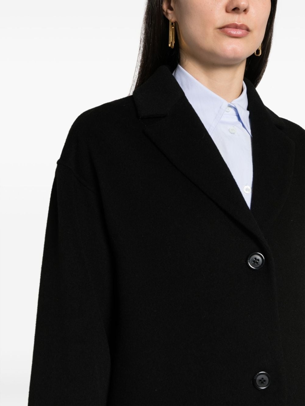 V-neck wool-blend coat - 5
