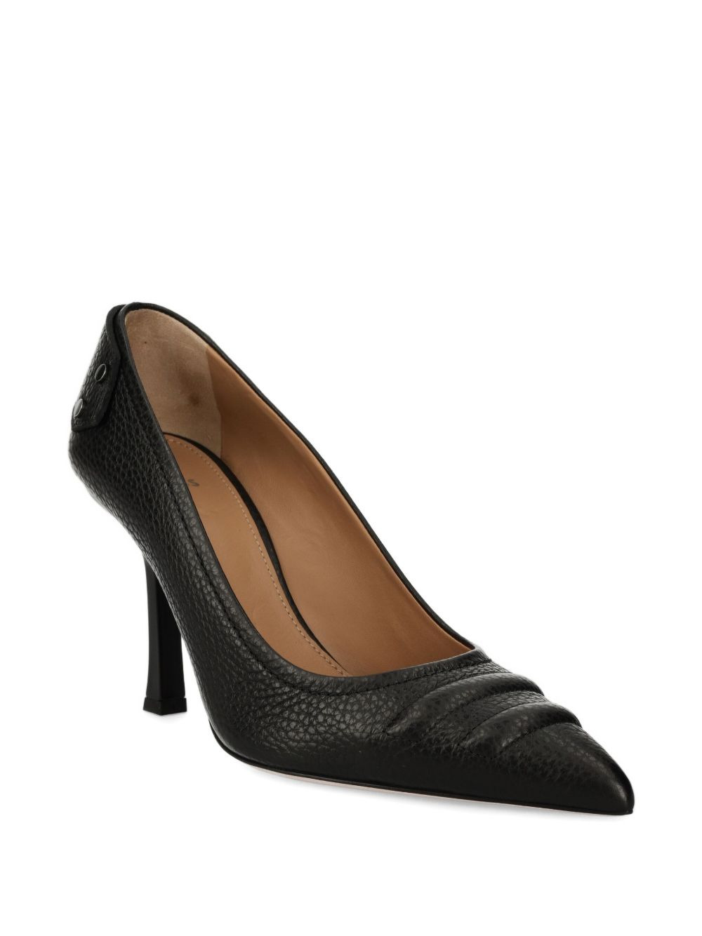 95mm textured-leather pointed-toe heeled pumps - 2
