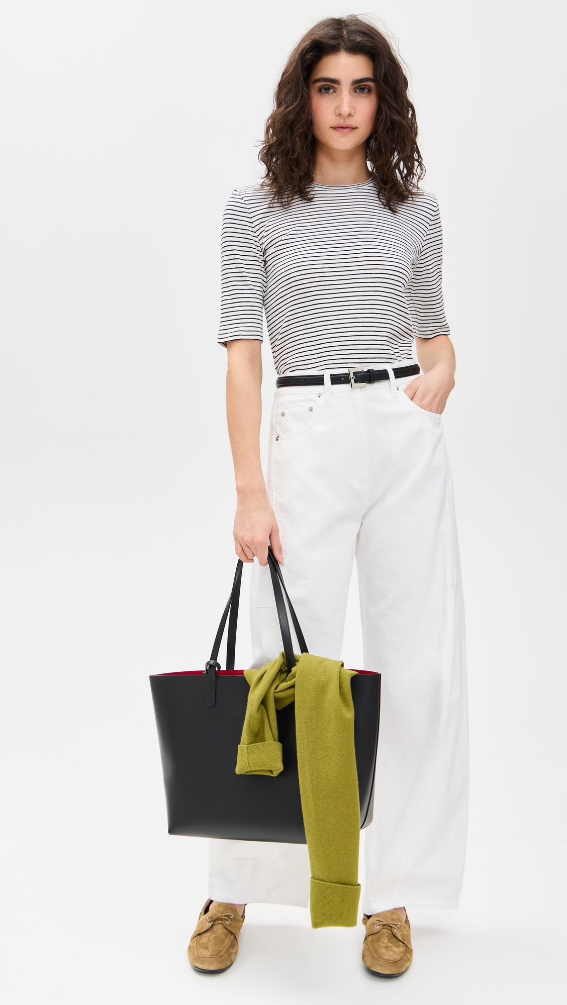 Striped Elbow Sleeve Crew Tee - 4