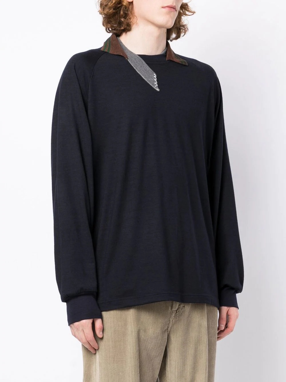 contrasting-collar detail sweatshirt - 3