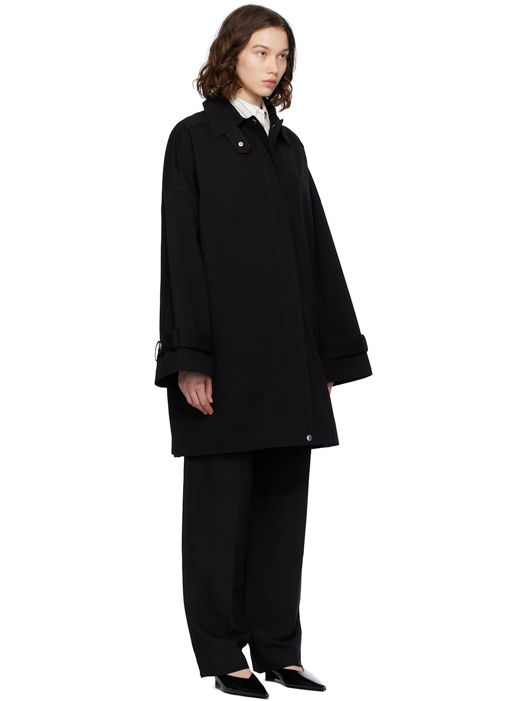 Black Oversized Trench Coat - 2