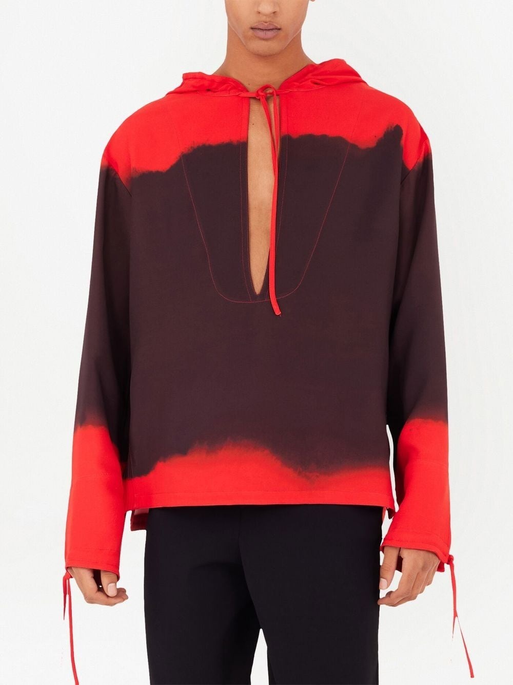 gradient-effect hooded kaftan - 3