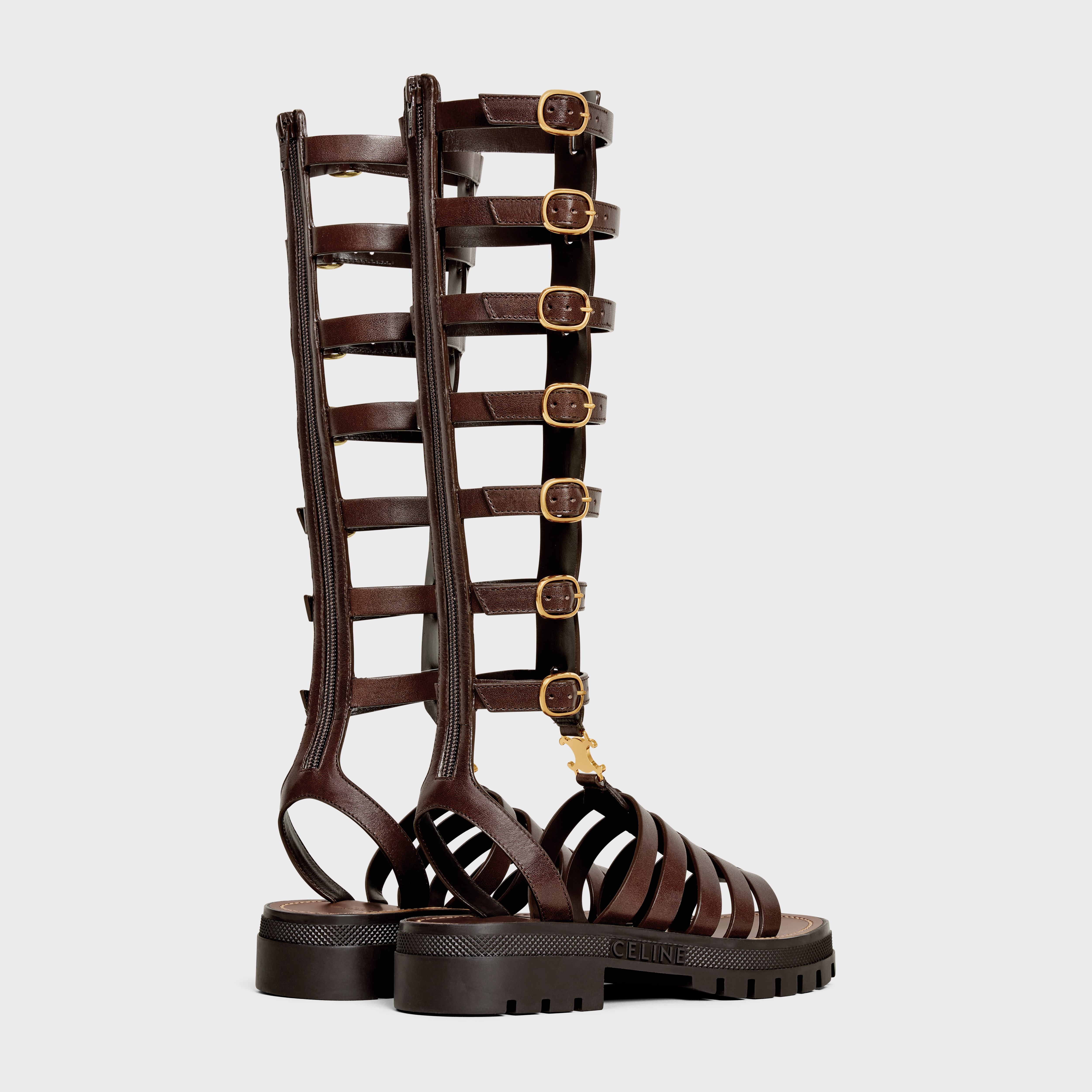 CLEA UNDER THE KNEE GLADIATOR SANDAL in CALFSKIN & VEGETAL TANNING - 3