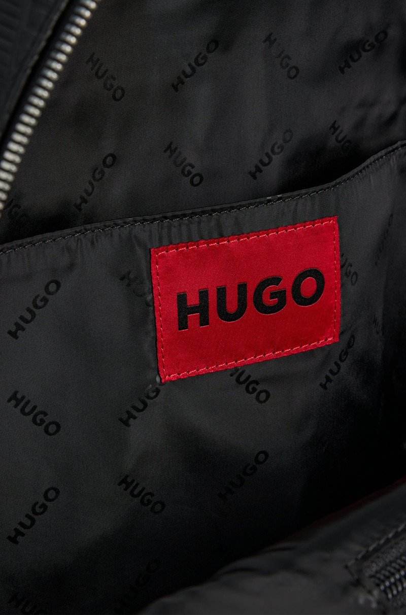 FAUX-LEATHER BACKPACK WITH GEOMETRIC AND STACKED LOGOS 4