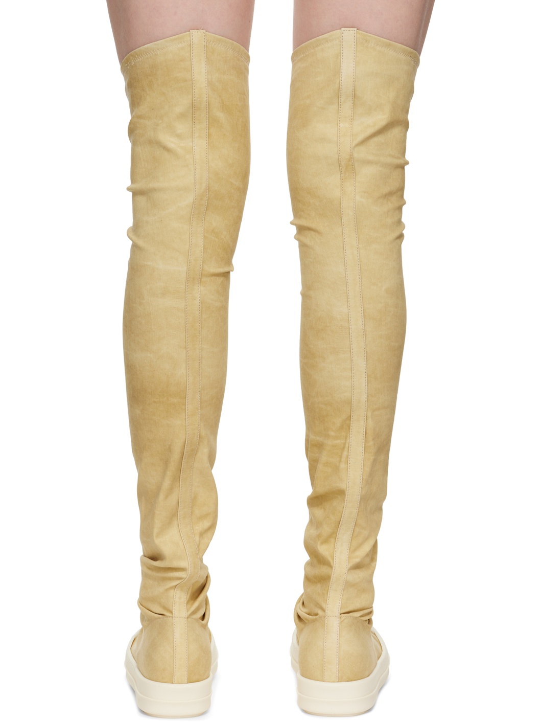 Beige Hollywood High Sock Sneaks Tall Boots - 2