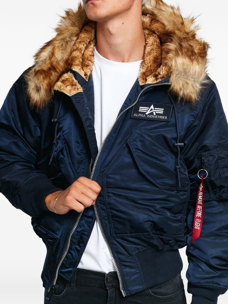ALPHA INDUSTRIES 45P faux fur-trimmed hooded bomber jacket outlook