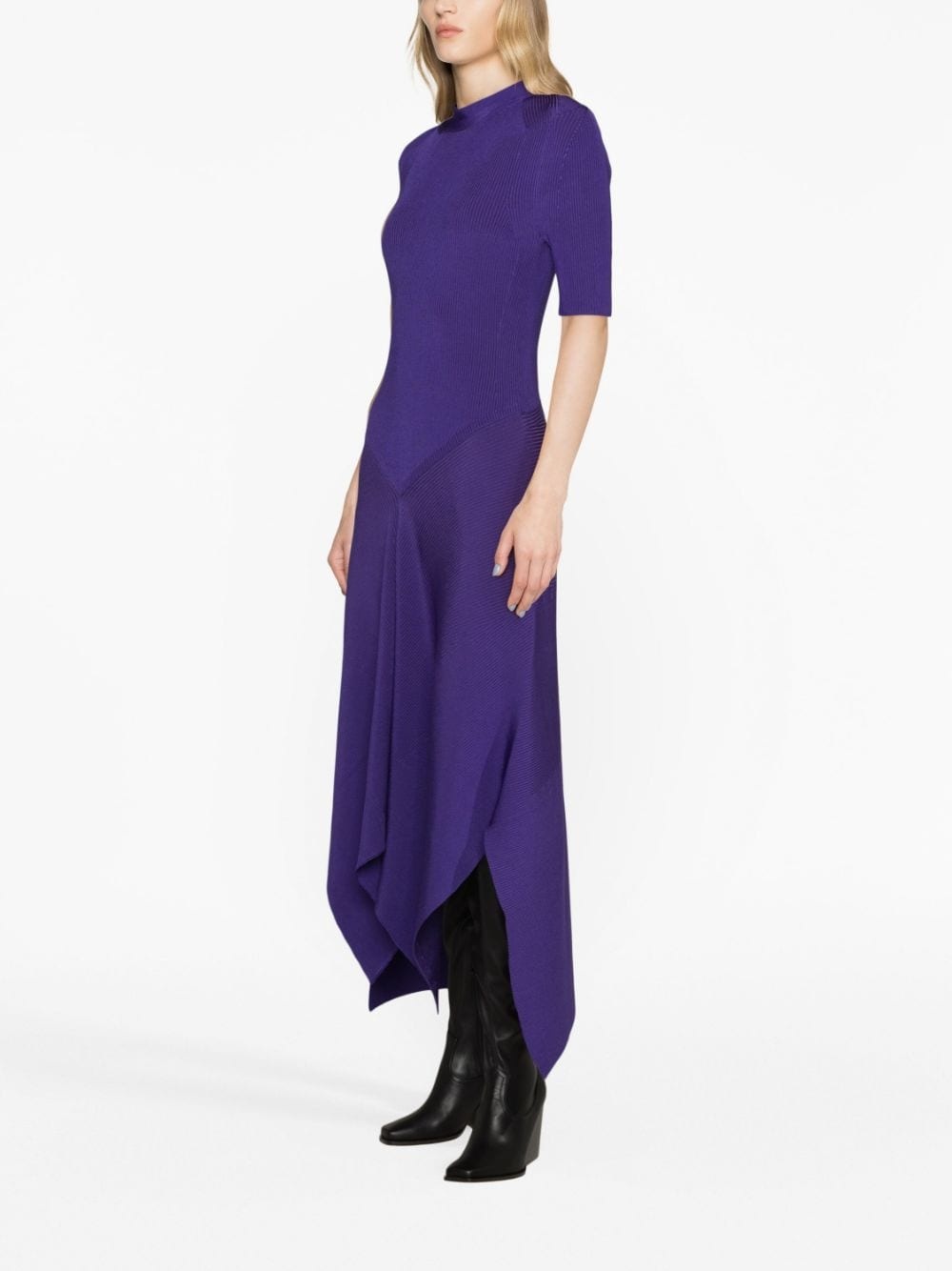asymmetric ribbed-knit dress - 3