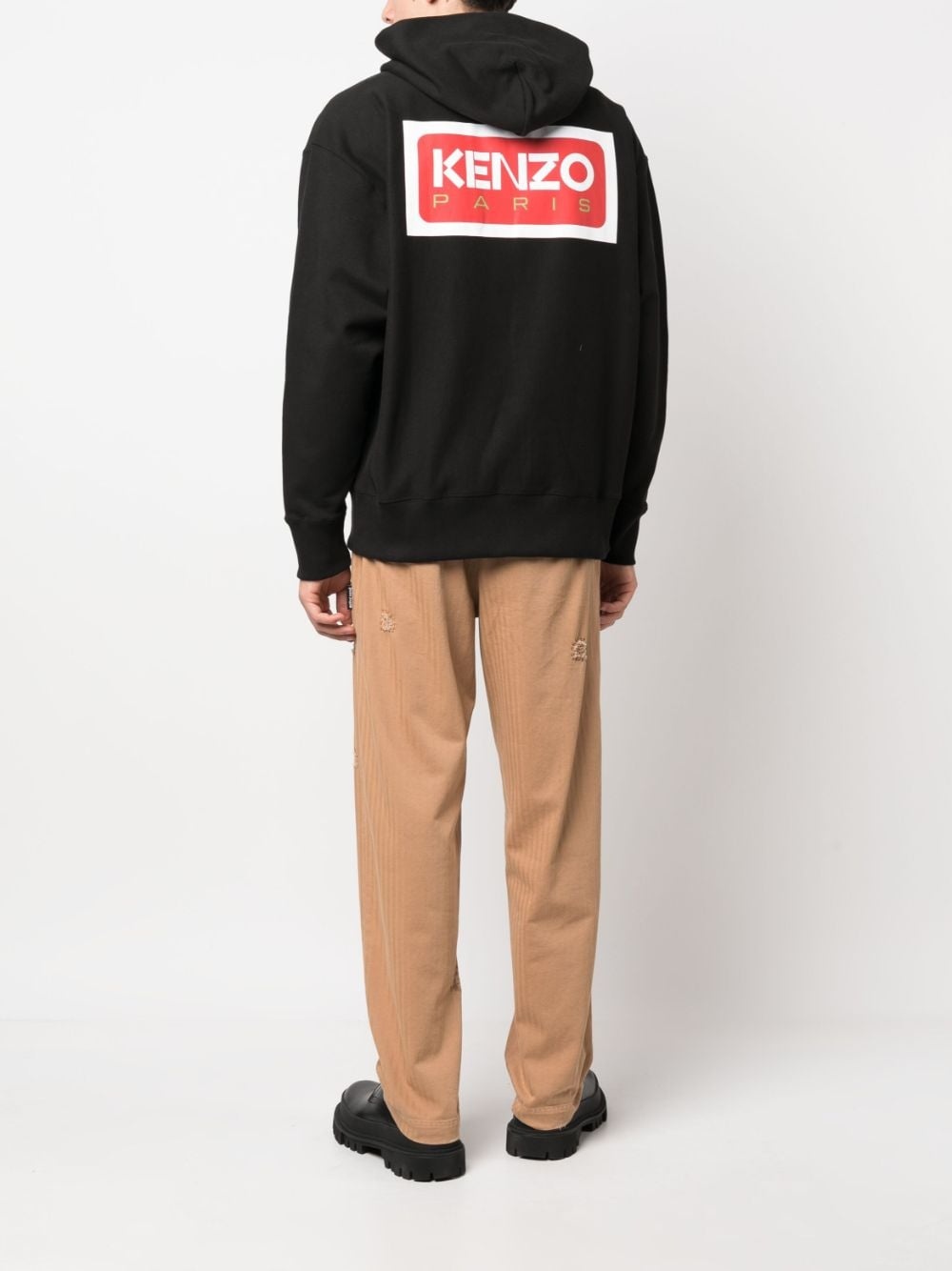 logo-embroidered stretch-cotton hoodie - 2