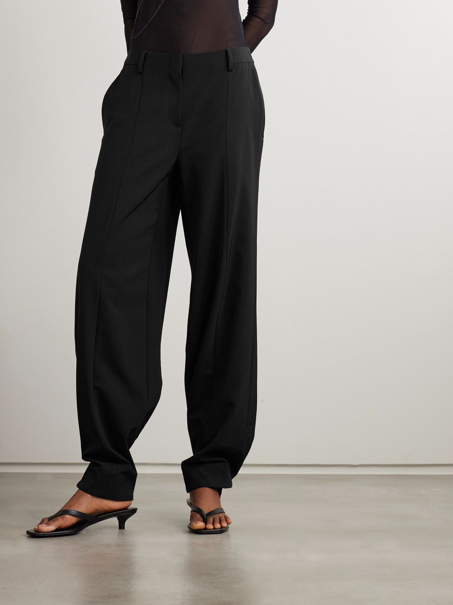 Twill wide-leg stirrup pants Black - 3