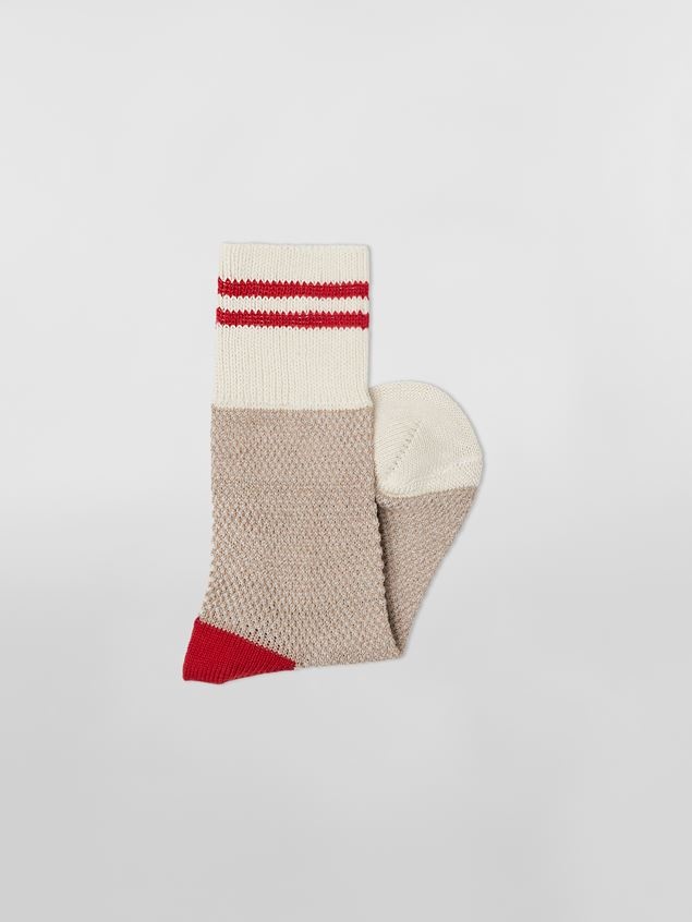 WHITE COTTON AND NYLON SOCK - 2