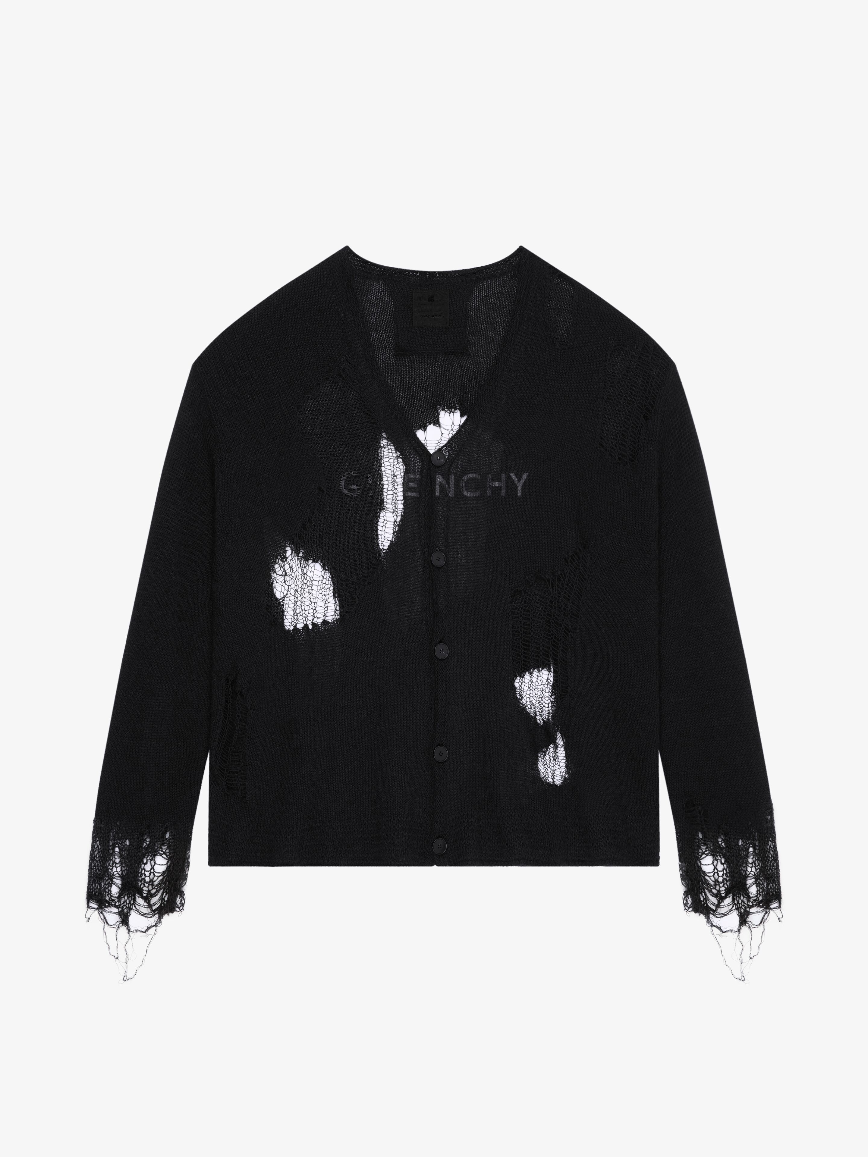 CARDIGAN IN MOHAIR AND WOOL WITH DESTROYED EFFECT - 1