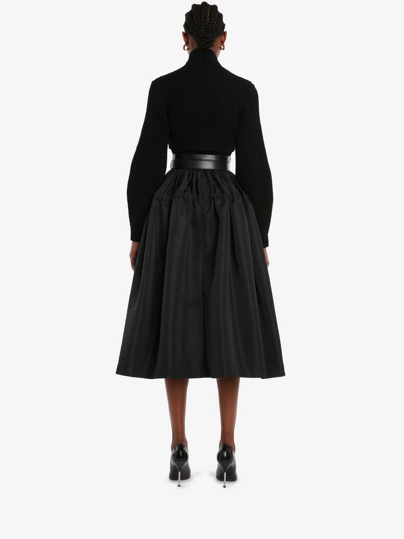 Rib Knit Wool Shrug in Black - 4