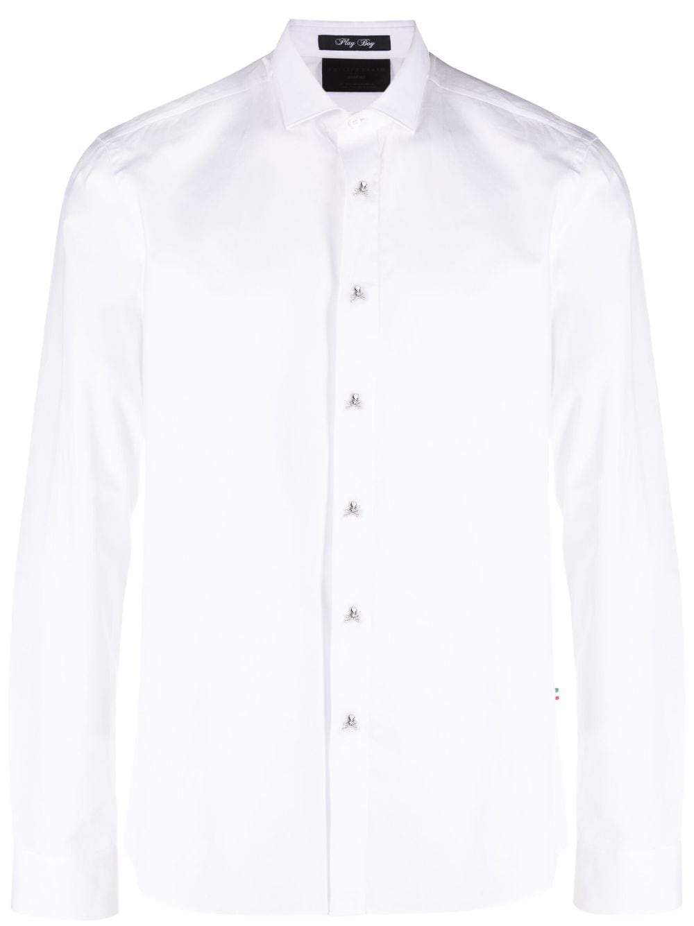 skull-appliqué cotton shirt - 1